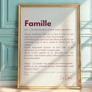 Poster personalizzato con definizione di famiglia, idea regalo originale per genitori, poster minimalista per la famiglia, decorazione da parete per la famiglia, idea regalo per la mamma