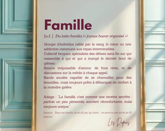 Pôster personalizado de definição de família, ideia de presente original para pais, pôster minimalista de família, decoração de parede de família, ideia de presente para mãe