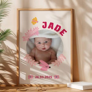 Regalo de nacimiento personalizado, Póster de nacimiento personalizado, Póster de nacimiento de bebé, Decoración de pared para habitación de bebé, Regalo de recuerdo para bebé