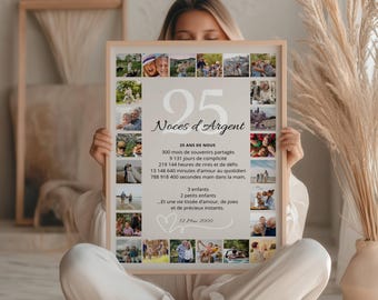 Original Wedding Anniversary Gift, Personalized 25th Wedding Anniversary Poster, Couple Gift Idea, Personalized Couple Poster