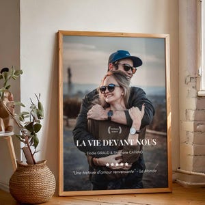 Póster de pareja personalizado - Póster estilo cine - Regalo romántico - Foto y título personalizables