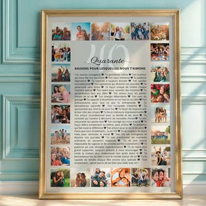 Cadeau original 40 ans, Affiche Anniversaire Personnalisée, Idée cadeau personnalisé 40 ans, Cadeau 40 ans femme, idée Cadeau 40 ans hommes