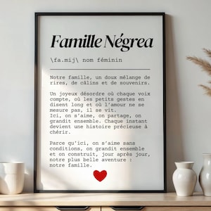 Poster famiglia personalizzato, poster famiglia minimalista in bianco e nero, decorazione murale personalizzata, idea regalo originale per i genitori