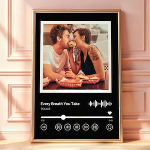 Regalo personalizado para pareja, póster personalizado con foto y canción para pareja, idea de regalo para aniversario de bodas, decoración de pared, idea de regalo para pareja