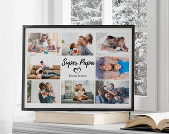 Pôster personalizado do Dia dos Pais com fotos, Ideia de presente para o pai, Pôster personalizado do Super Pai, Presente exclusivo para o Dia dos Pais