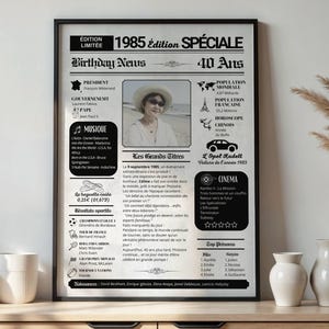 Poster per il 40° compleanno, Poster personalizzato con data di nascita 1985 con foto e testo, Idea regalo personalizzata per uomini e donne,