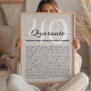 Cadeau 40e anniversaire, Affiche Anniversaire 40 Ans, Idée cadeau 40 ans, 40 Raisons Pourquoi Nous T’Aimons, cadeau femme, cadeau ami