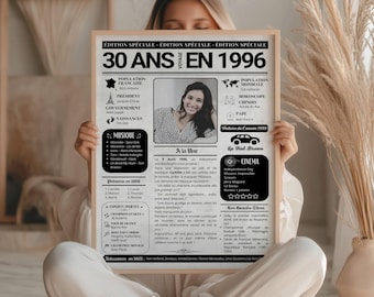 30th birthday poster, 30th birthday gift, personalized gift idea for men and women, personalized 30th birthday gift, personalized poster