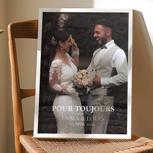 Regalo de pareja de 1 año, póster de pareja personalizado con foto y fecha, regalo de boda personalizado, idea de regalo para recién casados, impresión de foto de pareja
