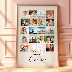 Poster personalizzato per il 18° compleanno con foto, regalo per il 18° compleanno per ragazze e ragazzi, poster ricordo per il 18° compleanno, decorazione di compleanno personalizzata