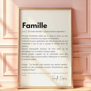 Poster famiglia personalizzato, definizione divertente di famiglia, poster famiglia minimalista, decorazione da parete per la famiglia, idea regalo originale per i genitori