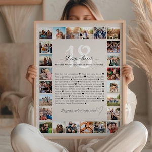 Póster personalizado de 18.º cumpleaños con fotos, idea de regalo de 18.º cumpleaños, póster de recuerdo de 18.º cumpleaños, decoración de cumpleaños