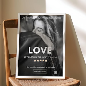 Regalo de pareja personalizado, Póster de pareja personalizado estilo cine, regalo para enamorados, póster de cine personalizado, Póster de cine