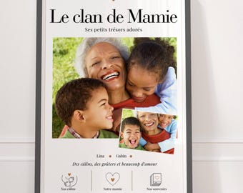 Personalized Grandma Poster with Photos – Grandma's Clan Poster, Grandma Gift, Personalized Family Poster, Grandma's Birthday
