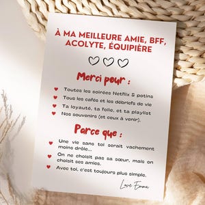 Carte définition amie, Idée cadeau pour amie, Carte d'anniversaire, Carte d'amitié, Cadeau  Personnalisée, Idée cadeau personnalisé