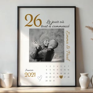 Póster personalizado para pareja, idea de regalo de aniversario para pareja (fecha de encuentro, boda o PACS), decoración de pared de amor, regalo para pareja