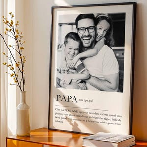 Póster personalizado para papá con foto: definición de papá: regalo para el día del padre, cumpleaños, Navidad, idea de regalo para papá