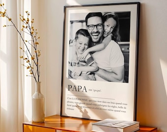 Pôster personalizado do pai com foto - Definição do pai - Presente do dia dos pais, aniversário, Natal, ideia de presente para o pai