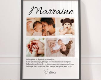 Personalized godmother gift with photos – Personalized godmother poster | Christening gift, birth gift, godmother gift from godchild