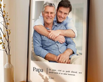 Pôster personalizado do pai com foto - Definição do pai - Presente do dia dos pais, aniversário, Natal, ideia de presente para o pai