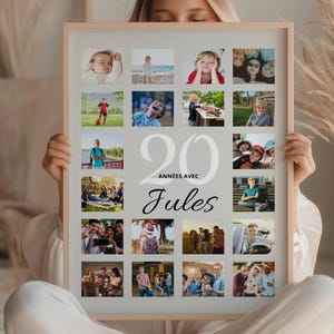 Póster personalizado de 20.º cumpleaños con fotos, regalo de 20.º cumpleaños para niñas y niños, póster de recuerdo de 20.º cumpleaños, decoración de cumpleaños personalizada