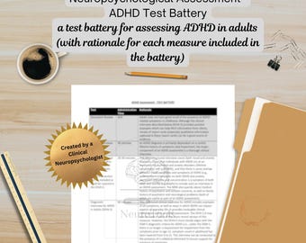 ADHD Assessment - Test Battery for Neuropsychologists, Psychologists and Other Clinicians Diagnosing ADHD in Adults