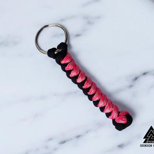 Paracord Keychain - Australian-Made - Snake Knot : Valentine Pink & Black