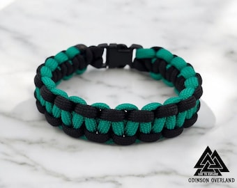 Paracord Survival Bracelet – Australian-Made - Cobra Knot : Green & Black