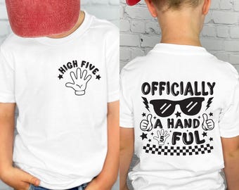 Officially A Handful 5th Birthday SVG PNG: High Five Design (Digital Files)