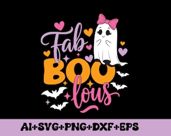Halloween Girl Ghost SVG PNG: Fab Boo Lous, Spooky Season (Digital Files for Cricut, Silhouette