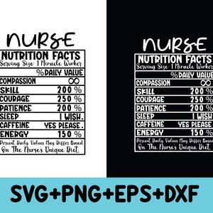 Verpleegkundige voedingsfeiten Svg Png, Eps, Dxf Funny Nurse Life svg Nutrition Fact Sheet svg, Nursing Gift Design, verpleegkundige cadeau svg verpleegkundige gesneden bestand svg