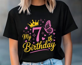 7. urodziny Svg, To moje 7. urodziny Svg, Korona 7. urodziny, 7. urodziny dziewczyny Svg, Księżniczka urodzinowa Svg, Koszulka urodzinowa dla dziewczynki Svg dla Cricut