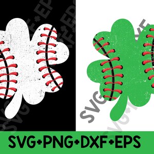 May include: A white and green shamrock with a baseball stitch design. The shamrock is a symbol of good luck and is often associated with St. Patrick's Day.