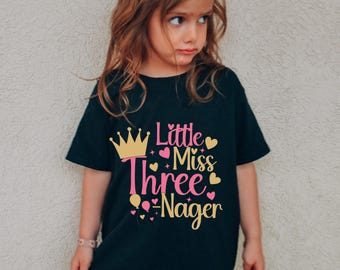 Little Miss Threenager SVG PNG: 3rd Birthday Girl, Princess Design (Digital Download)