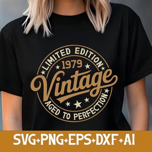 46th Birthday Svg Png, Retro Vintage 1979 Birthday Svg Png,Aged to Perfection,Limited Edition,Man & Woman 46th Birthday Gift Idea