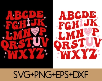 ABC I Love You Svg Png , Valentines Day Teacher Svg, Alphabet Svg Valentines day SVG, Retro Valentine's Day Svg,Cute Valentine's Day Svg
