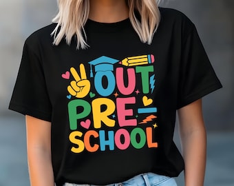 Paz fuera preescolar Svg Png, Graduado de preescolar Svg, Graduación de preescolar Svg, Graduado de preescolar 2025 camiseta Png, Último día de clases Svg, Fin de clases Svg