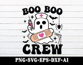 Boo Boo Crew Svg Png,Ghost Nurse png,Pink Halloween png,Spooky Svg ,Ghost png, Spooky Season png, Cna png,Trendy Halloween Sublimation