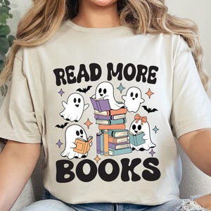 read more books ghost Svg Png,Book Lover Halloween,Retro Halloween Png,Ghost Books Halloween Svg,Teacher Halloween Svg Files for Cricut
