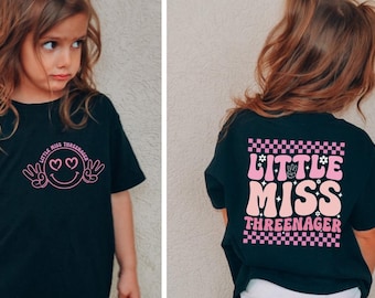 Little Miss Threenager SVG PNG: design per bambina del terzo compleanno (file digitali)