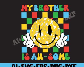 Meu irmão é Au-some Svg Png, Conscientização sobre Autismo (Download Digital)
