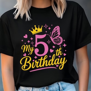 5th Birthday Svg,It&#39;s My 5th Birthday Svg,Crown 5th Birthday,5th Girl Birthday Svg,Birthday Princess Svg,Birthday Girl Shirt Svg for Cricut