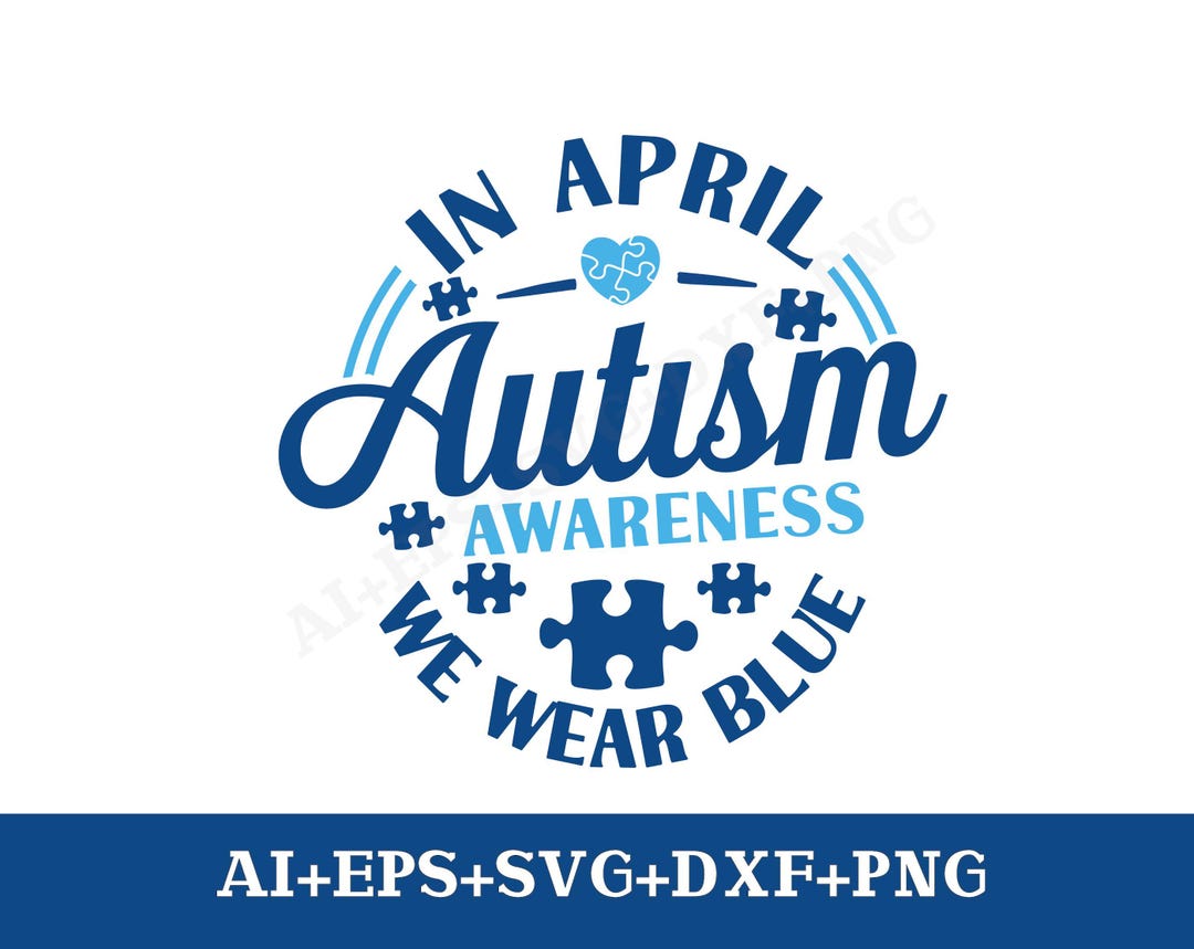 In April We Wear Blue for Autism Awareness Svg Png,blue Rainbow Svg ...