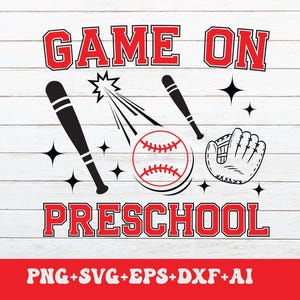 Baseball Game On Preschool Svg Png,Back to School svg,First day of school svg,Boys Preschool Baseball Shirt Svg Png Boys Files for Cricut