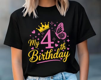 4th Birthday Svg,It's My 4th Birthday Svg,Crown 4th Birthday,4th Girl Birthday Svg,Birthday Princess Svg,Birthday Girl Shirt Svg for Cricut