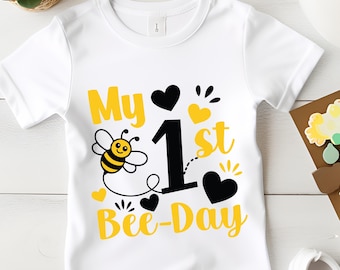 My 1st Bee-Day SVG PNG: Bee Theme Birthday Cut Files (Digital Download)