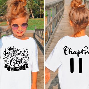 SVG e PNG para menina de 11 anos, Capítulo Onze SVG, Est. 2015, Camiseta de aniversário de 11 anos para menina, Aniversário infantil, SVG de aniversário engraçado para menina (frente e verso)