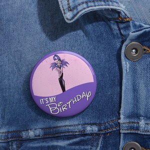 Birthday button, yzma inspired It&#39;s my birthday button, emperor&#39;s new groove inspired birthday button, purple, potion, pull the lever