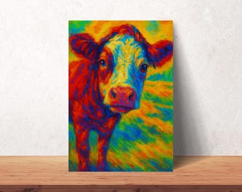 Colorful Cow Print | Abstract Farmhouse Animal Art (Digital Download)