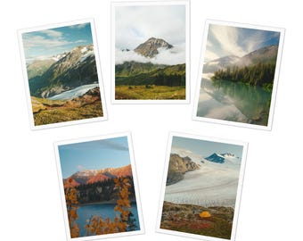 Montañas de Alaska / Tarjetas de felicitación con varios diseños (paquete de 5)